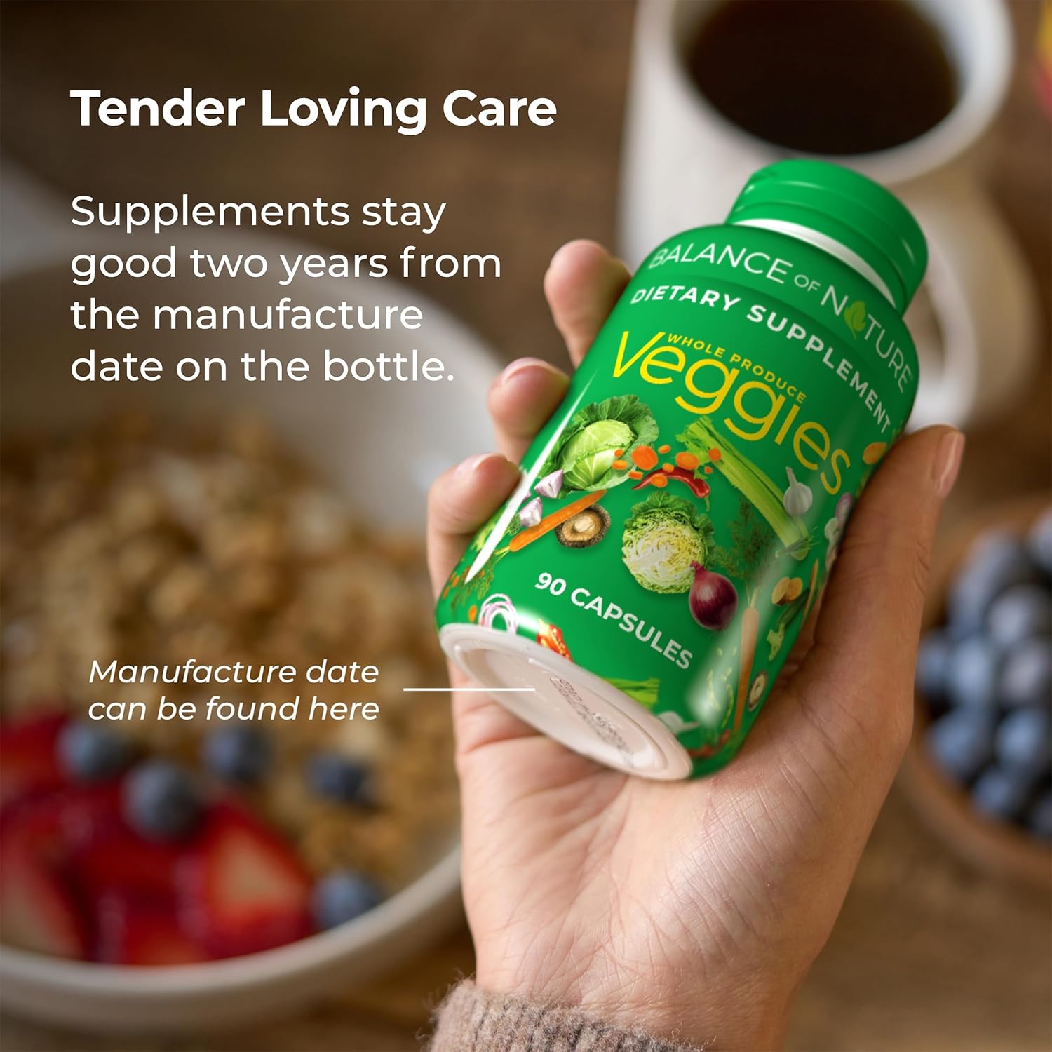 Balance of Nature Fruits and Veggies Dietary Supplement – Whole Food Capsules (90+90 Count)